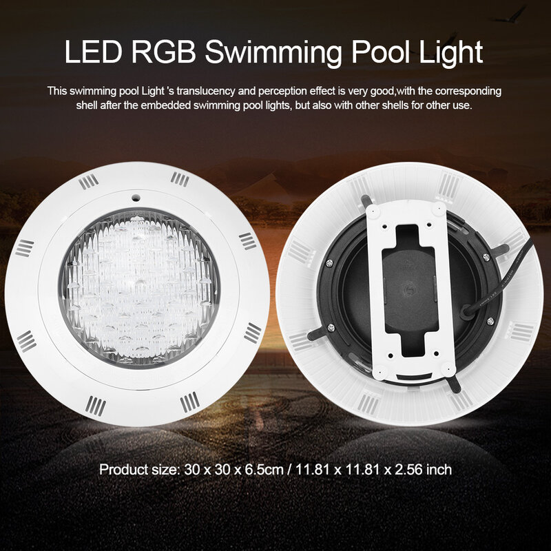 Piscina subaquática de led rgb, lâmpada com controle remoto, smd, 30w, 300 cores, luz brilhante com controle remoto e controle remoto