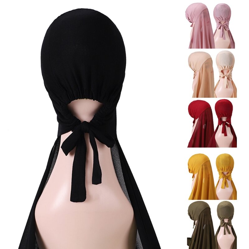 الأوشحة الشيفون الناعمة العصرية بلون الحجاب مسلم طويل التفاف عادي شال ديكور L41B