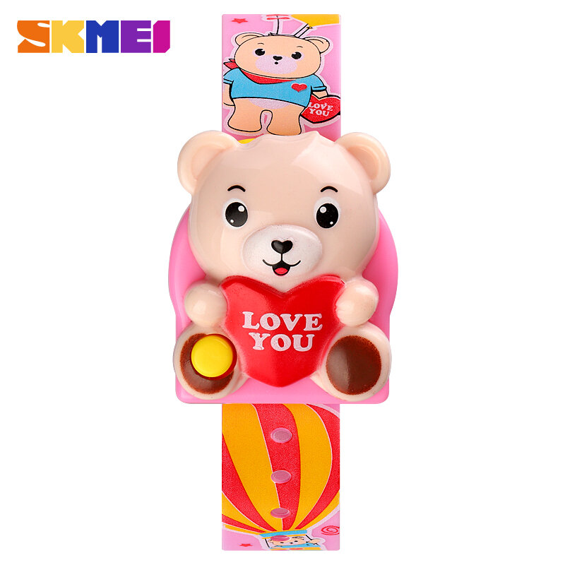 SKMEI-Nuevo diseño de oso para niños, relojes de moda de dibujos animados, reloj de pulsera para niños y niñas