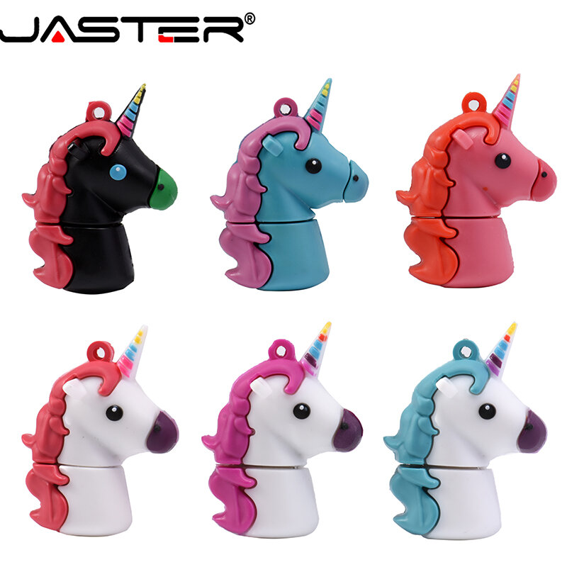JASTER-memoria USB 2,0 de unicornio, pendrive de 4GB, 8GB, 16GB, 32GB, 64GB, regalo