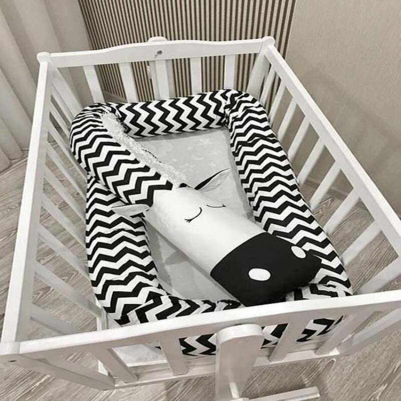 Baby Crib Bed Bumper Cotton Cartoon Zebra Bumpers Infant Bedding Pillows Children Cradle Bed Soft Cushion Newborn Bedroom Decor