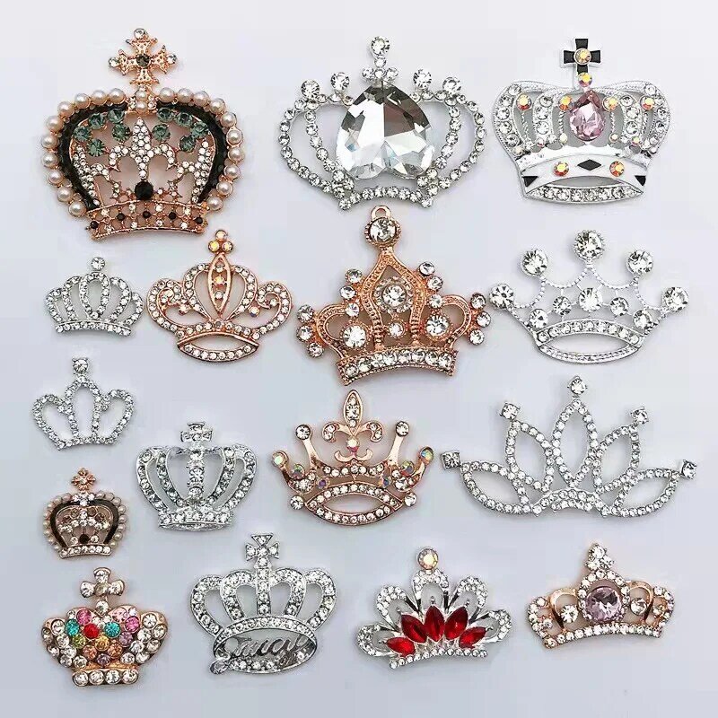 Couronne en métal de luxe, 16 pièces, breloques de créateur pour bricolage, cadeaux de fête de noël