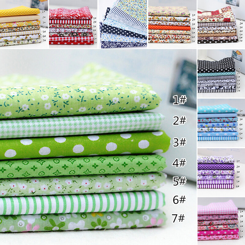 Tecidos de algodão quadrados para bordado, 7, pçs/set, 25cm x 25cm, estampados, costura, acolchoado, para patchwork, bordado, faça você mesmo, feito à mão material