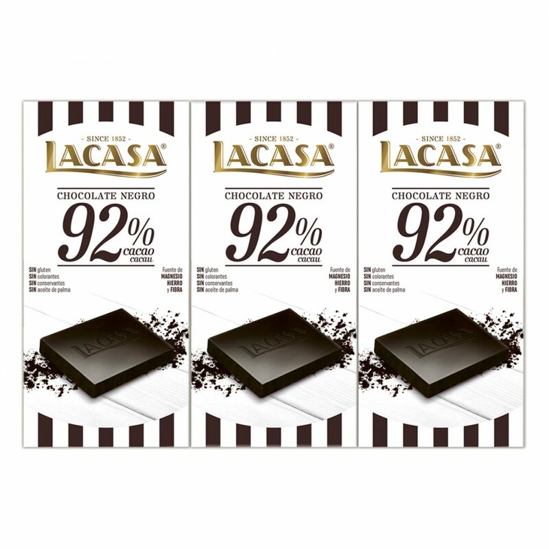 3 comprimés de chocolat 92% cacao · 100g.