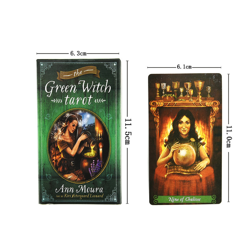 Baraja de cartas de Tarot de bruja verde, 78 cartas para juegos de mesa familiares, baraja de guía, adivinación del destino, cartas de juego