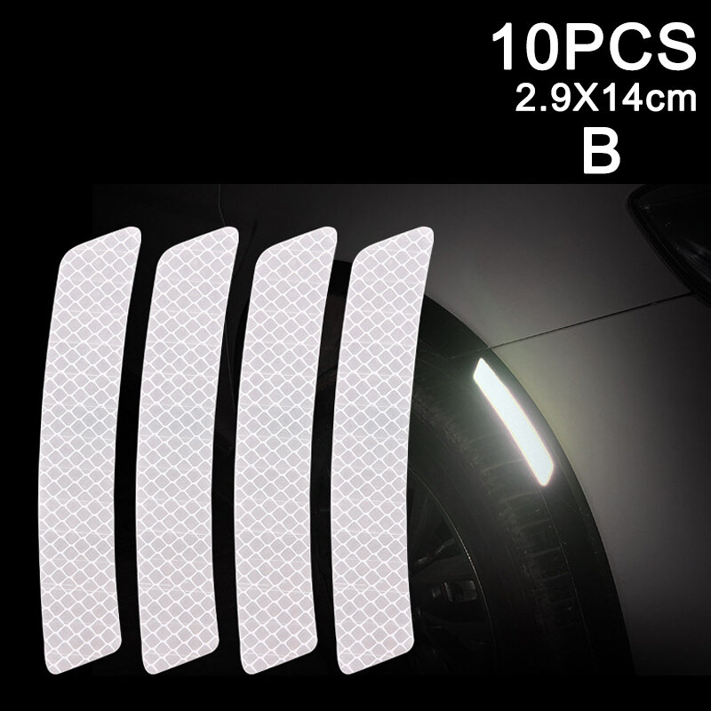 10pcs Car Door Sticker Decal Warning Tape Reflective Sticker Reflective Strip MD7