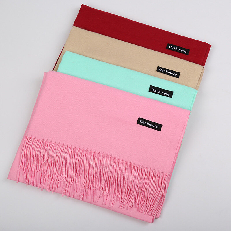 Pure color imitation cashmere scarf women fall/winter hot style 250g classic monochrome tassel wild warm shawl gift
