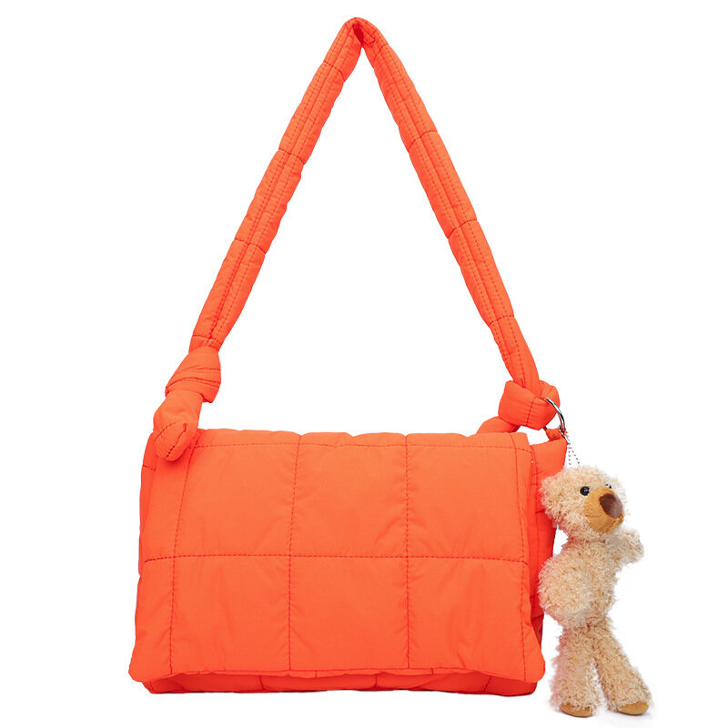 Designed Down Cotton Messenger Bag Female Fashion Winter Rhombus Large Capacity Ladys Backpack Student Shoulder Bag Tide