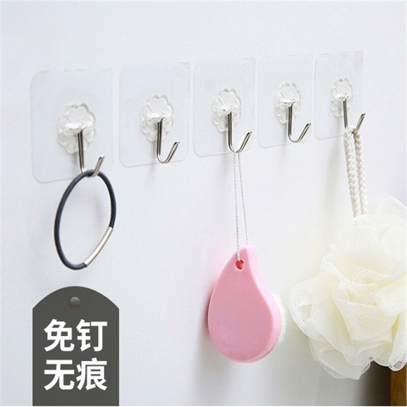 Strong Hook Seamless Wall Sticky Glue Hook Kitchen Bathroom Suction Cup Hook Free Punch Coat and Hat Hook Mask Holder