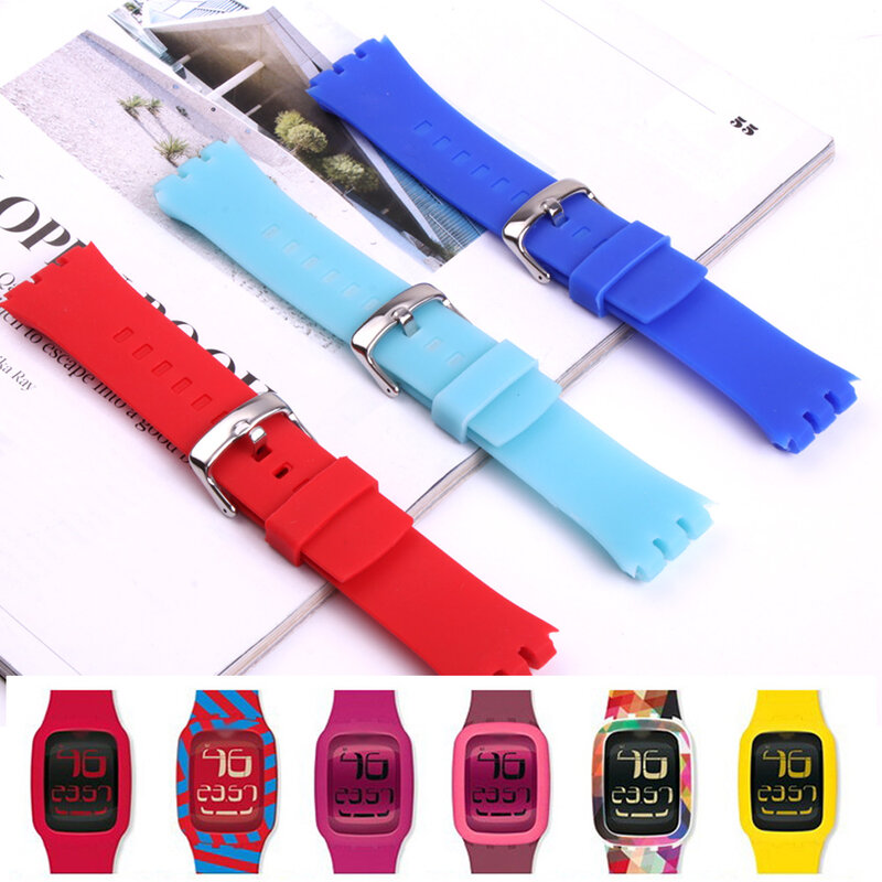 29*22Mm Siliconen Rubber Horlogeband Waterdicht Pin Sluiting Voor Swatch Riem Rubber Horloge Band Rood Donkerblauw Lichtblauw Gereedschap
