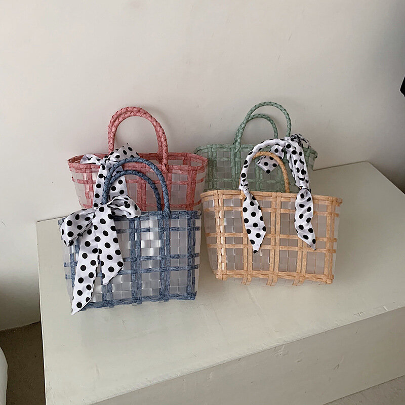 Tkane torebki damskie Tansparent torby Bandbag dla kobiet panie zakupy nowa koreańska wersja projektant mody wiadro ovely telefon