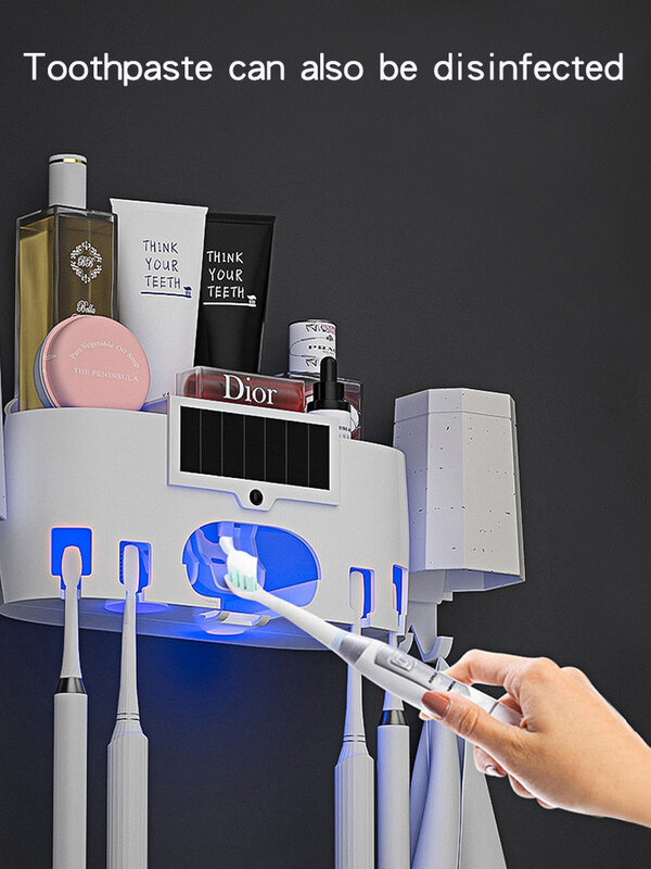 Sterilizzatore intelligente antibatterico porta spazzolino ultravioletto sterilizzatore automatico dentifricio spremiagrumi 2 In 1 disinfettante UV