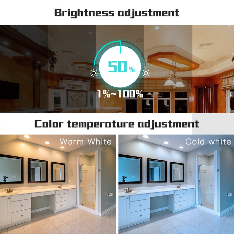 GLEDOPTO-luz descendente LED ZIGBEE Smart Home, luces de 2700 ~ 6500K, blanco cálido y frío, funciona con Alexa Echo Plus, 6W/9W/12W
