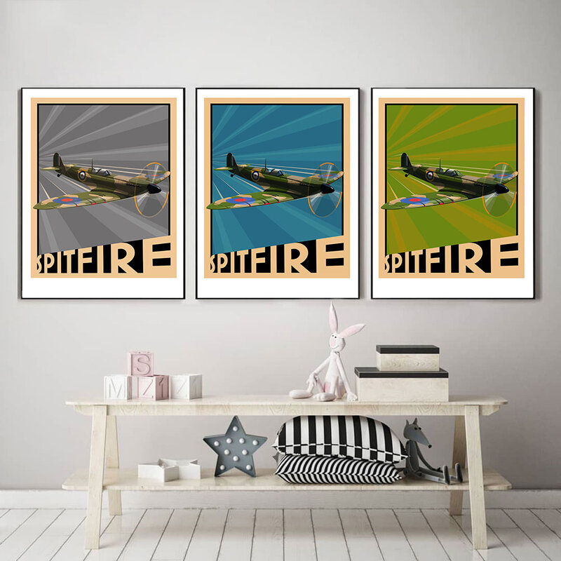 Póster de Spitfire supermarino, pintura en lienzo para entusiastas militares, arte nórdico impreso, imagen de pared moderna, decoración del hogar para sala de estar