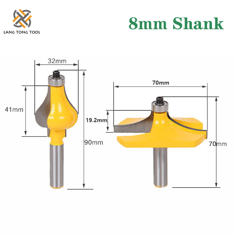 Qqq 2Pcs 8/12/12.7Mm Shank Armsteun Molen Leuning Router Bits Set Golvend Fluit Tenon Frees Voor Hout Houtbewerking Snijders