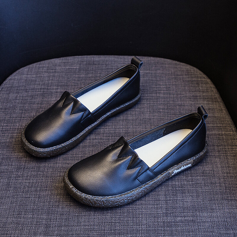 AIYUQI ผู้หญิง Loafers รองเท้าผ้าใบของแท้หนังใหม่ Breathable Soft กลวงแบนรองเท้าสำหรับหญิงตั้งครรภ์รองเท้าส...