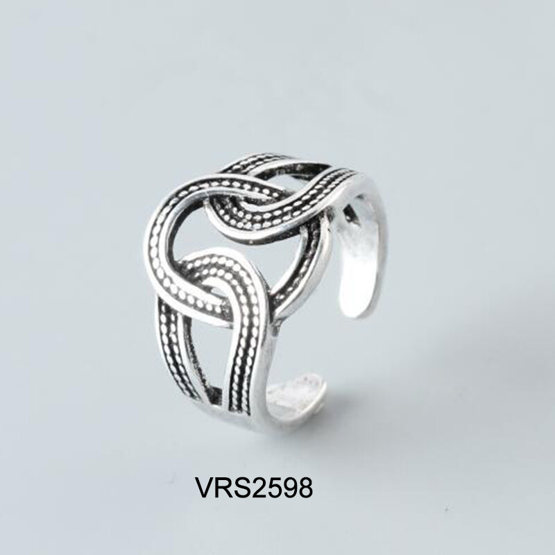 Xiyanike prata cor moda vintage abertura anéis para mulher tamanho 16mm-18mm ajustável geométrica artesanal festa jóias