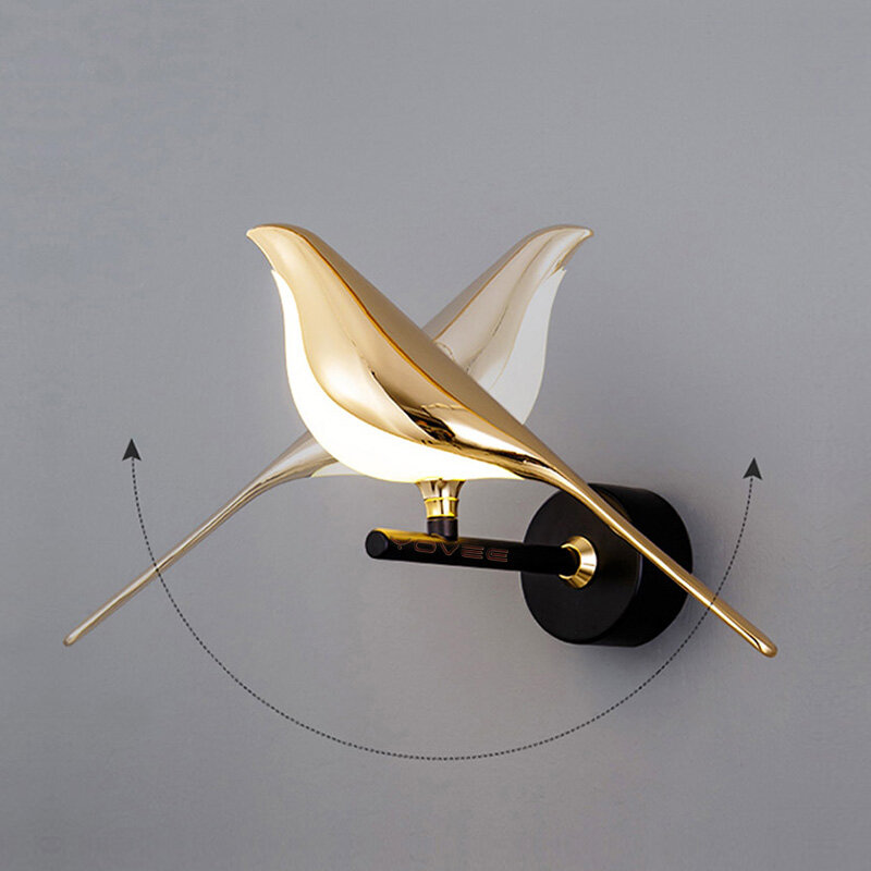 Afstandsbediening Moderne Gold Plating Vogel Led Wandlamp Voor Thuis En Slaapkamer Wanddecoratie Indoor Verlichting Armatuur