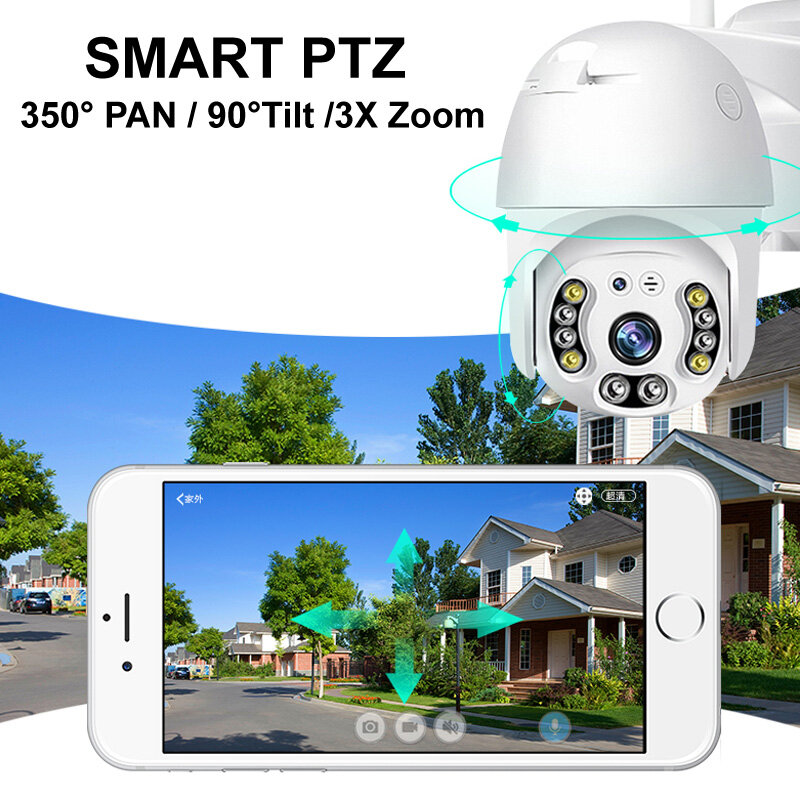 FHD Kamera IP Luar Ruangan 3,0 MP Kamera Pengawasan Keamanan Pintar WiFi Deteksi Gerakan Monitor Jarak Jauh Luar 360 PTZ Kamera CCTV IP