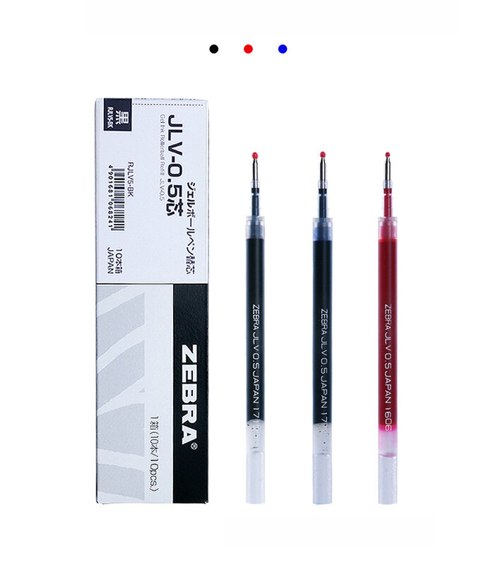 Sarasa seca para caneta japonesa zebra, recarga de caneta gel jlv 0.5, adequado para jjz33/jjz49, secagem rápida, tinta oleosa, com 10 peças