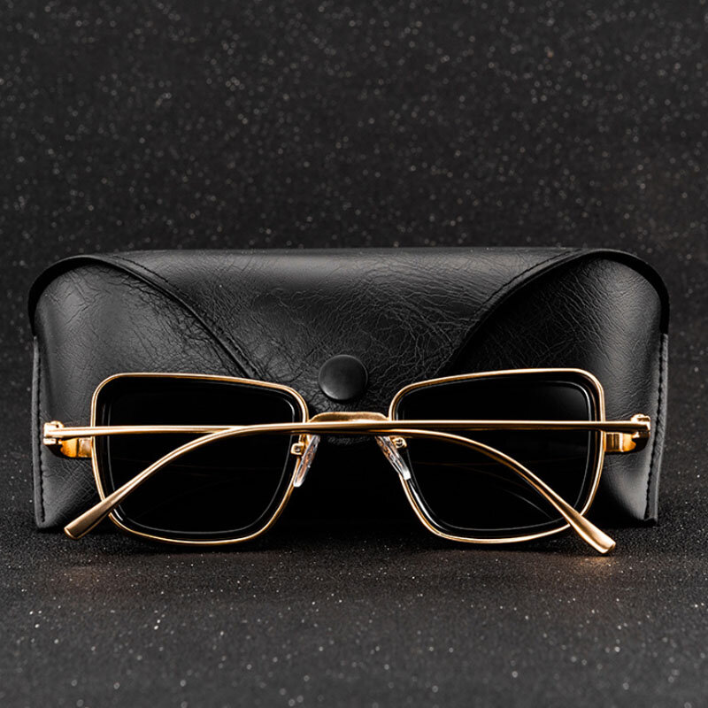패션 Steampunk 선글라스 브랜드 디자인 남자 여자 빈티지 스퀘어 금속 펑크 태양 안경 UV400 음영 안경