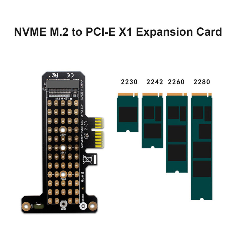 SSD M.2 NVME-PCI-E X1 어댑터 보드 지원 3.0/2230/2242 데스크탑 컴퓨터 컨버터 용 PCI-E4.0/2260/2280 익스텐더 카드