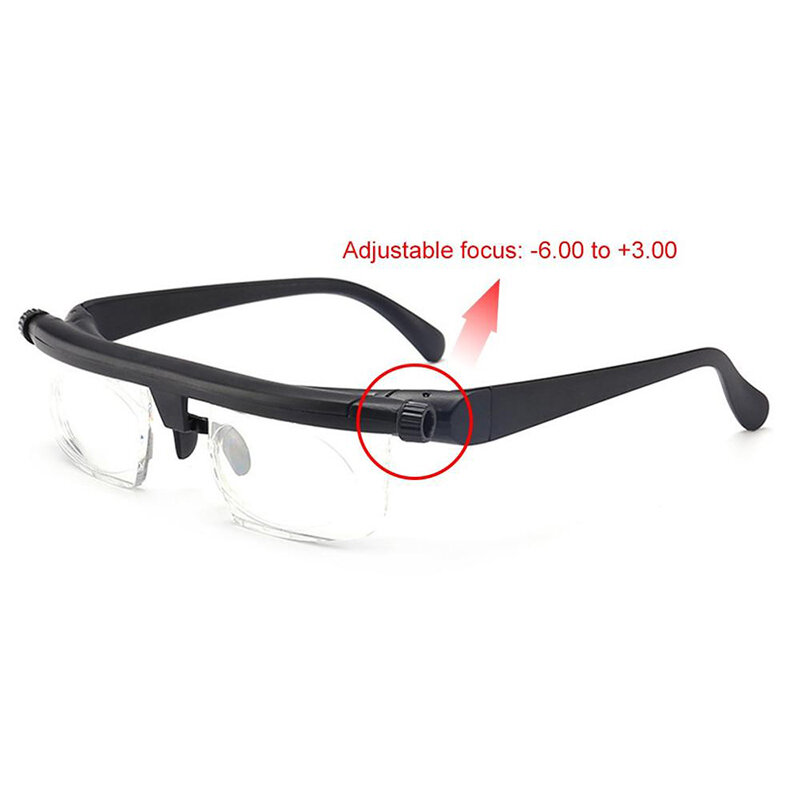 May Flower TR90 Magnifying Eyewear Double Vision Focus Dial Adjustable Glasses -6d to +3D Reading Myopia Presbyopic Glasses