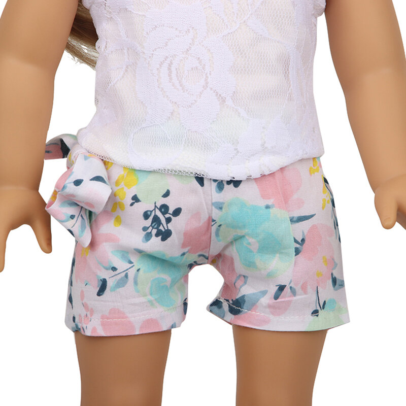 Boneca falar 43 cm novo bebê nascido roupas de seda camisa do laço com colorido bowknot shorts para 1818accessories americano boneca acessórios para meninas