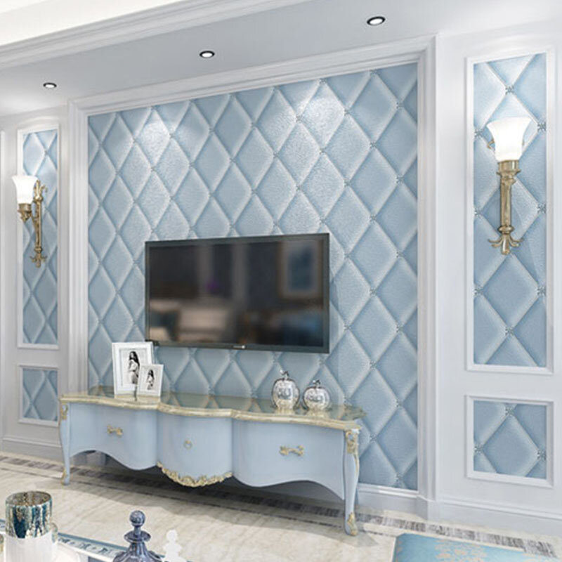 Modern Simple 3D Diamond Geometric Wallpaper Living Room TV Sofa Bedroom Backgorund Wall Decor Non-Woven Flocking Wall Papers 3D