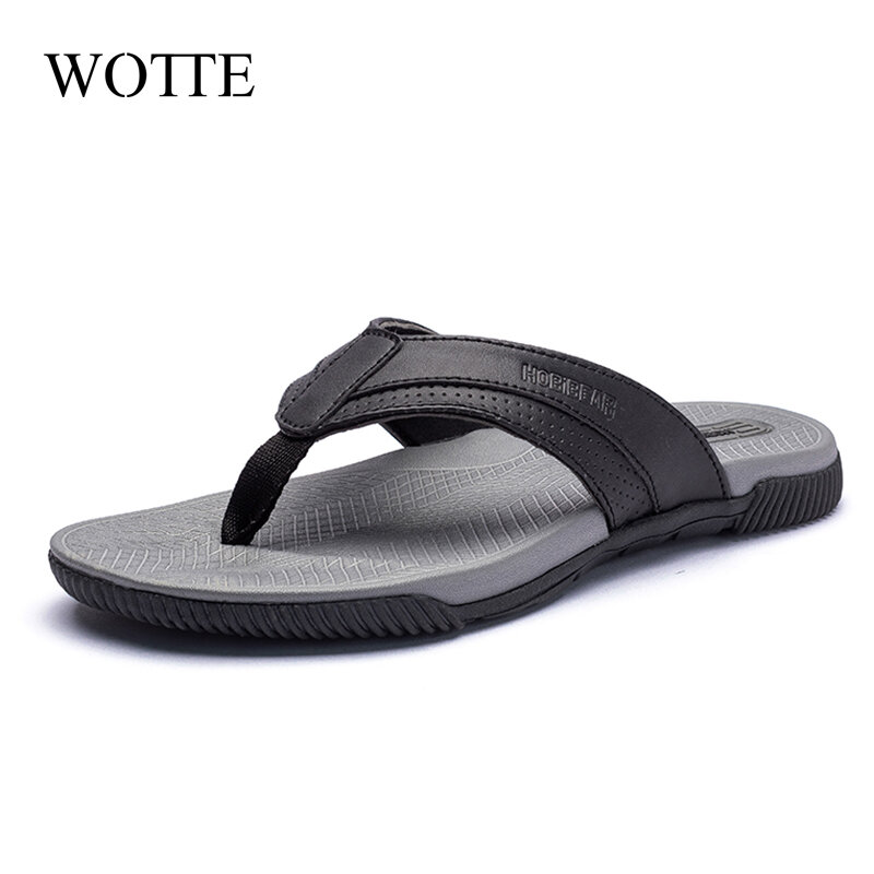 WOTT Men's Flip Flops Fashion Slippers Beach Casual Sandals Summer Shoes for Men Outside Slippers Big size 40~46 zapatos hombre