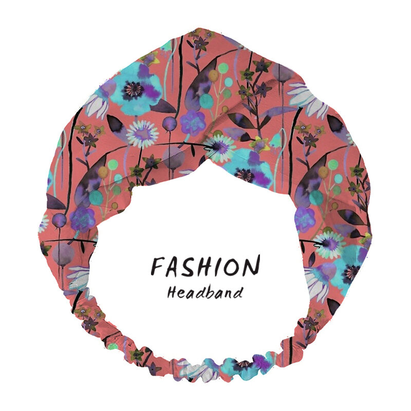 2020ファッション女性の夏のヘアバンドバラ柄プリントヘッドバンドクロス包帯バンダナヘアバンドscrunchies