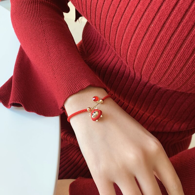 Koreanische Stellvertreter Einkaufen Geburt Jahr Kleine Maus Gute Luck Rot Seil Einstellbare Seil Freundinnen Armband Weiblichen Armband Geschenk