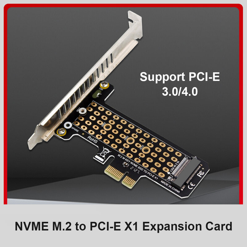 SSD M.2 NVME to PCI-E X1 لوح مهايئ دعم PCI-E4.0/3.0 بطاقة موسع ل 2230/2242/2260/2280 كمبيوتر مكتبي محول