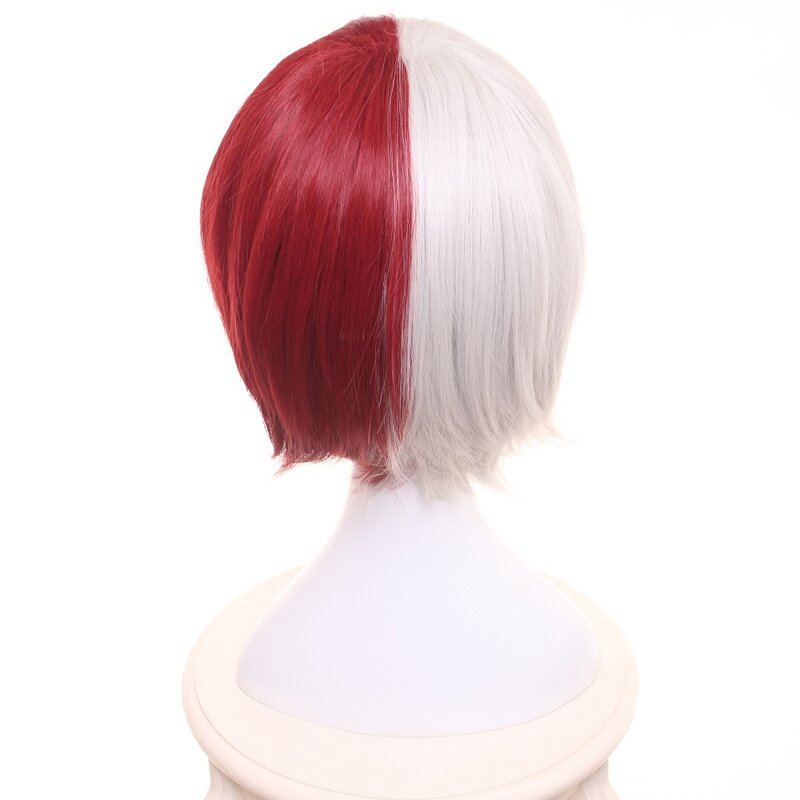 My Hero Academia Shoto Todoroki Cosplay Wig White and Red Short Wig Boku No Hiro Akademia Shouto Costume Wigs + Wig Cap