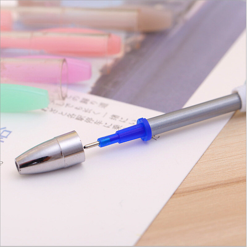 Bolígrafo borrable con mango lavable de flores Kawaii, bolígrafos de Gel mágicos de tinta azul de 0,38mm, material escolar, papelería de escritura para estudiantes