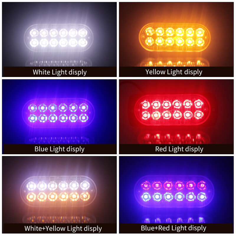 Lampu Peringatan Tubuh Mobil 12 LED Ultratipis 36W 12-24V Truk Sepeda Motor Aluminium Kasus Keselamatan Lalu Lintas Melindungi Tepi Samping Lampu Peringatan