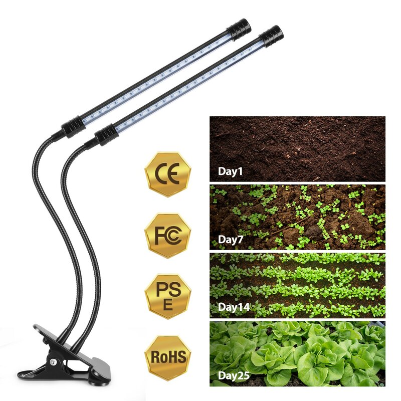 Luz LED de cultivo USB, lámpara Phyto de espectro completo con temporizador, Fitolamp para plantas, plántulas, tienda de flores para el hogar, 5V