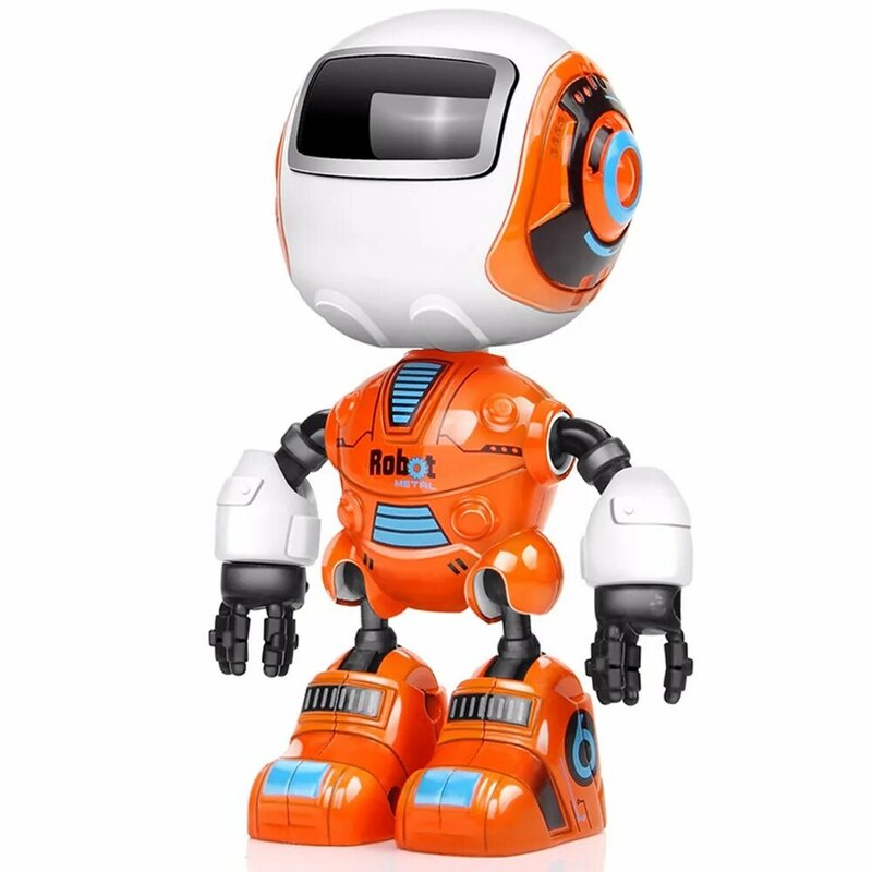 Robot inteligente Mini figura de acción de robótica eléctrica de aleación, coleccionable con juguetes de sonido y luz inducción táctil para educación de niños
