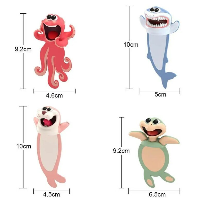 Marine Stereo Cartoon Marker Animal Bookmarks Original Gift Student PVC Funny Bookmark Children Cute School Material Statio M6A4