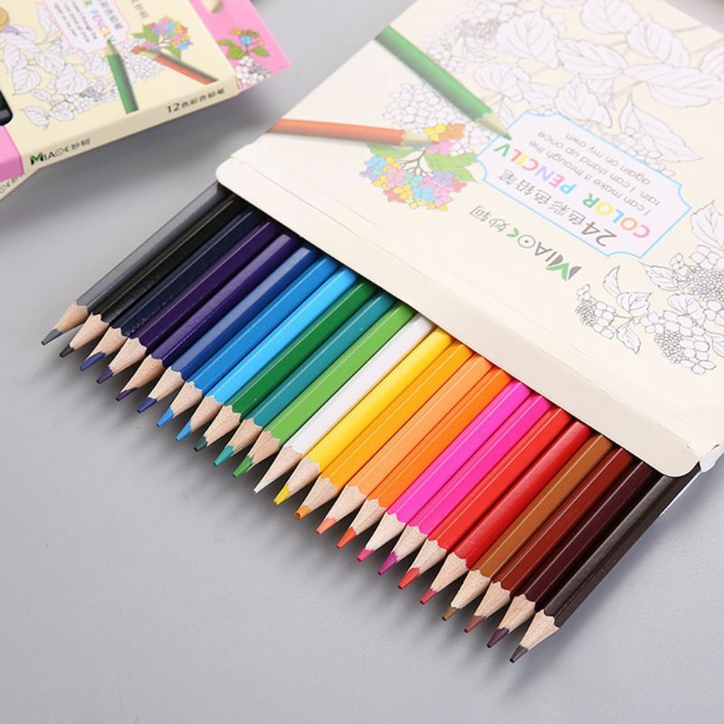 أقلام تلوين من الخشب الطبيعي أقلام تلوين 12/24 أقلام رسم للمكتب المدرسي رسومات فنية إمدادات رسم