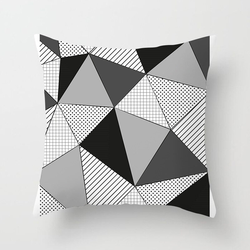 Black And White Decorative Pillowcase Geometric Stripe Heart Star Abstract Cushion Cover Home Bed Sofa Car Throw Pillow Case P06
