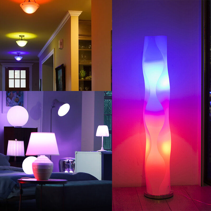 Lampadine intelligenti WiFi dimmerabile cambia colore lampadina a LED E27/B22 15W telecomando bianco + lampada RGB funziona con Alexa e Google Home
