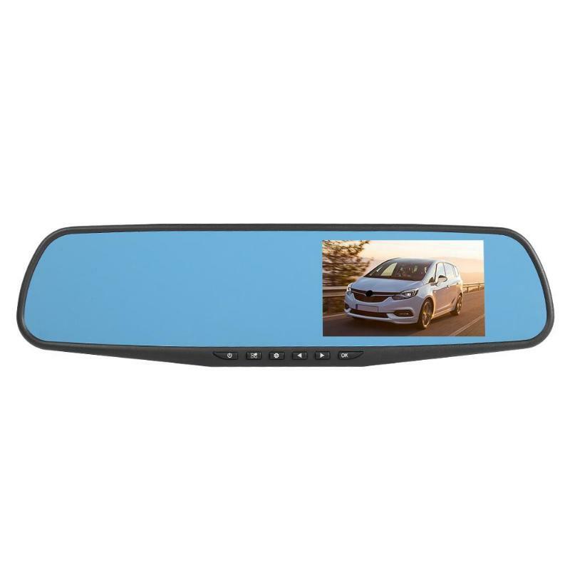 Dash Cam DVR 4.3นิ้ว IPS 1080P Dual Lens กระจกมองหลังกล้องในรถยนต์กล้องบันทึกภาพวิดีโอบันทึกภาพ