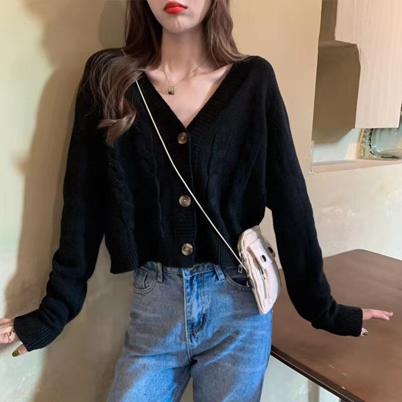 Short Cardigan Knitted Sweater Coat for Women 2021 New