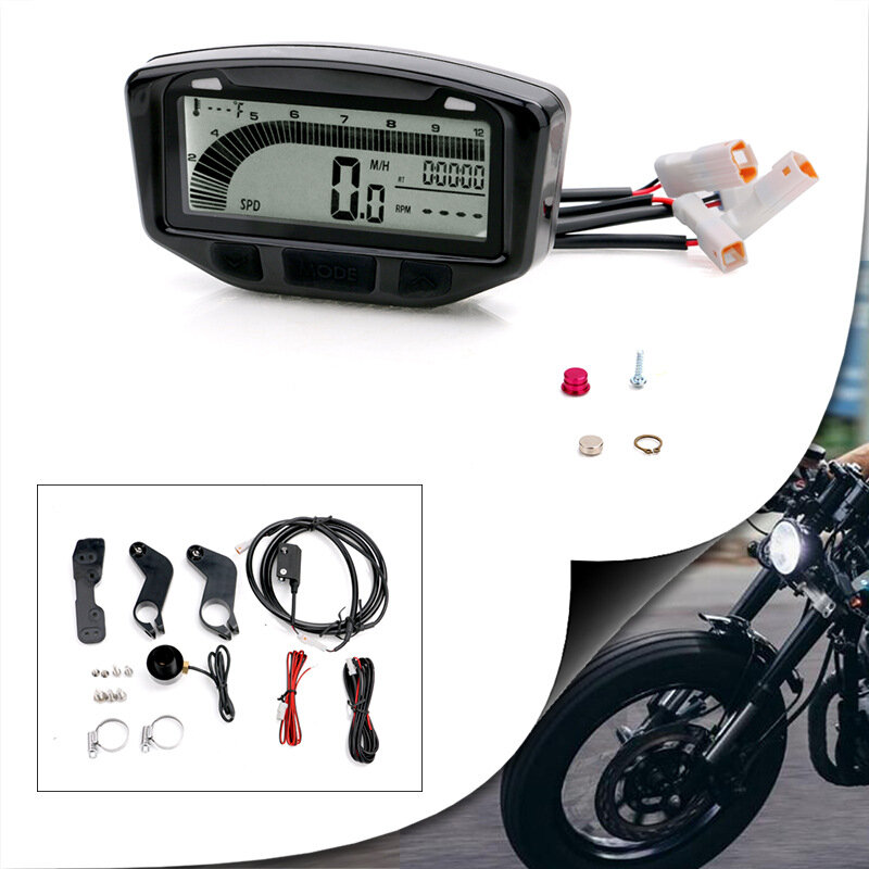 Kit Pengukur Tachometer Speedometer Digital Uap Hitam untuk 1995-2019 KTM Honda Yamaha Kawasaki Suzuki Aksesori Motor