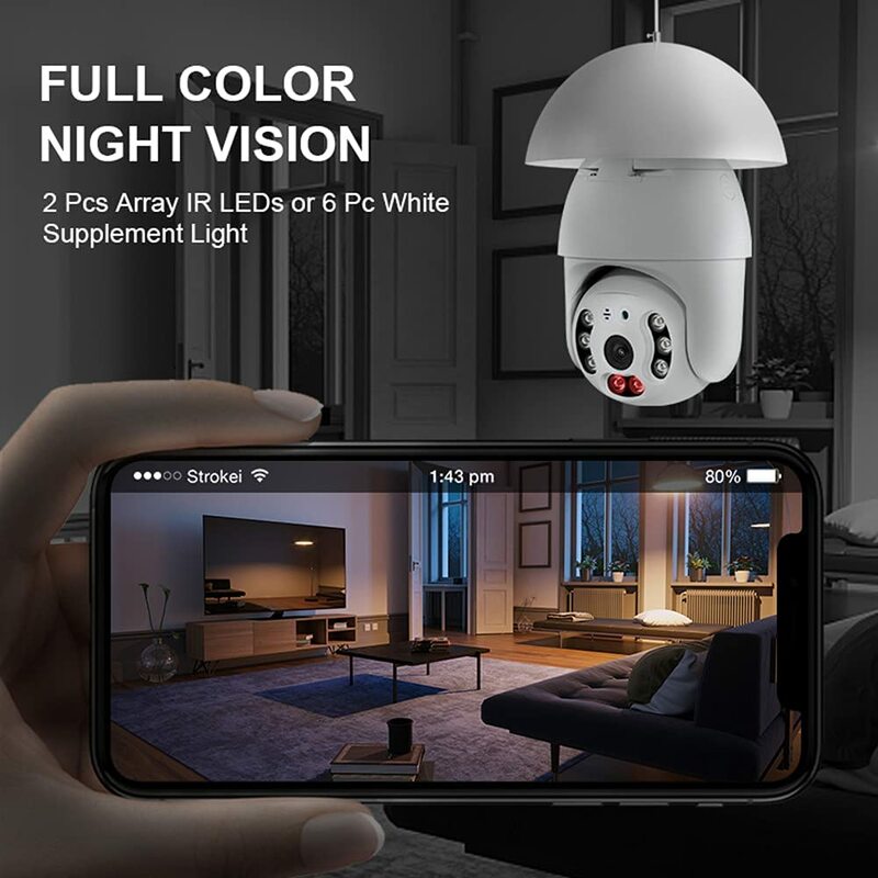 3MP Tuya WIFI E27 PTZ Lampu IP Kamera Penglihatan Malam PTZ Kamera Bohlam Keamanan CCTV Video Pengawasan Bekerja dengan Tuya Smart Life