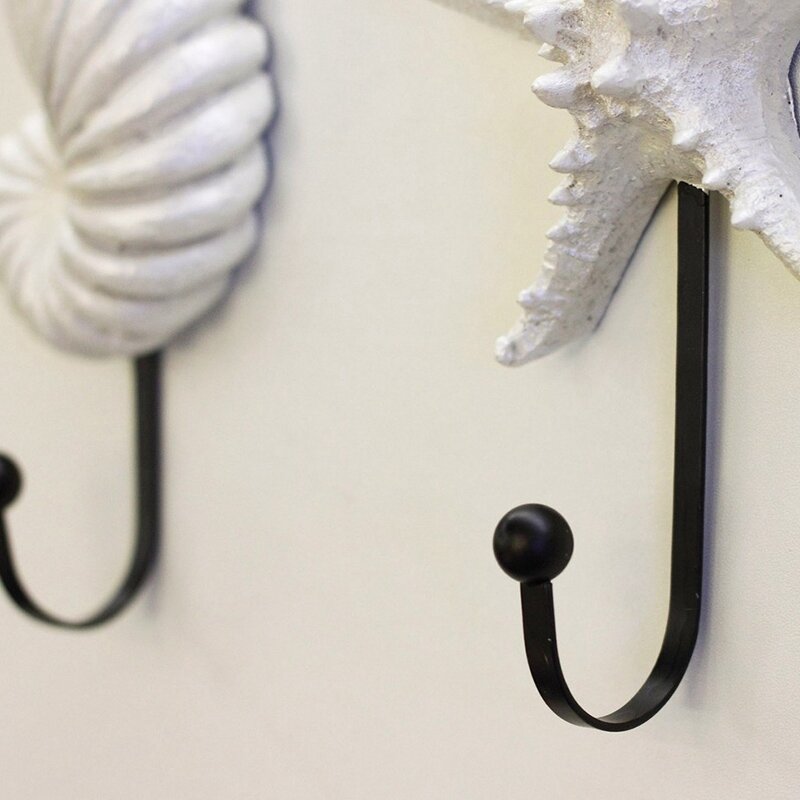 3Pcs Resin Clothes Hook Mediterranean Style Hooks Resin Scallop Conch Clothes Hooks Sea Star Decor Wall Mounted Hanger