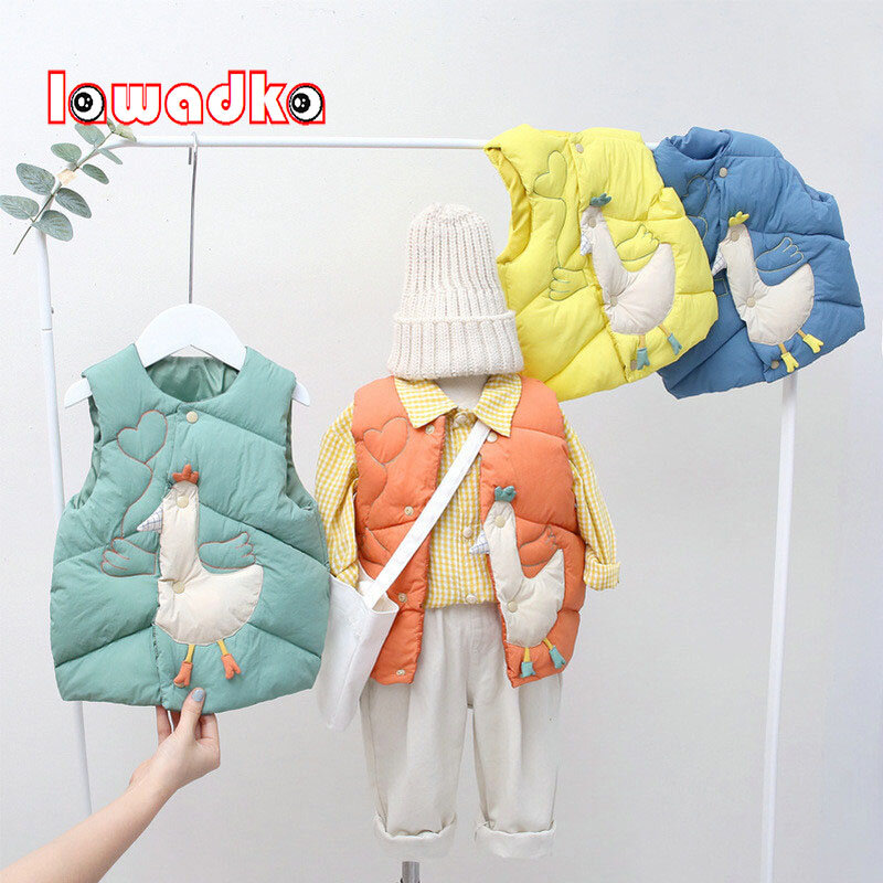 Lawadka-ropa de invierno para bebé, chaleco informal sin mangas de dibujos animados para niña, abrigo grueso de invierno, prendas de vestir, chaleco para bebé