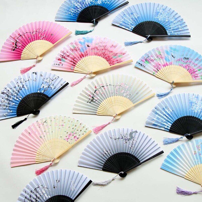 Летние винтажные сандалии с бамбуковый складной ручной вентилятор цветок в китайском стиле для танцев вечерние карман подарки Сделайте ва...