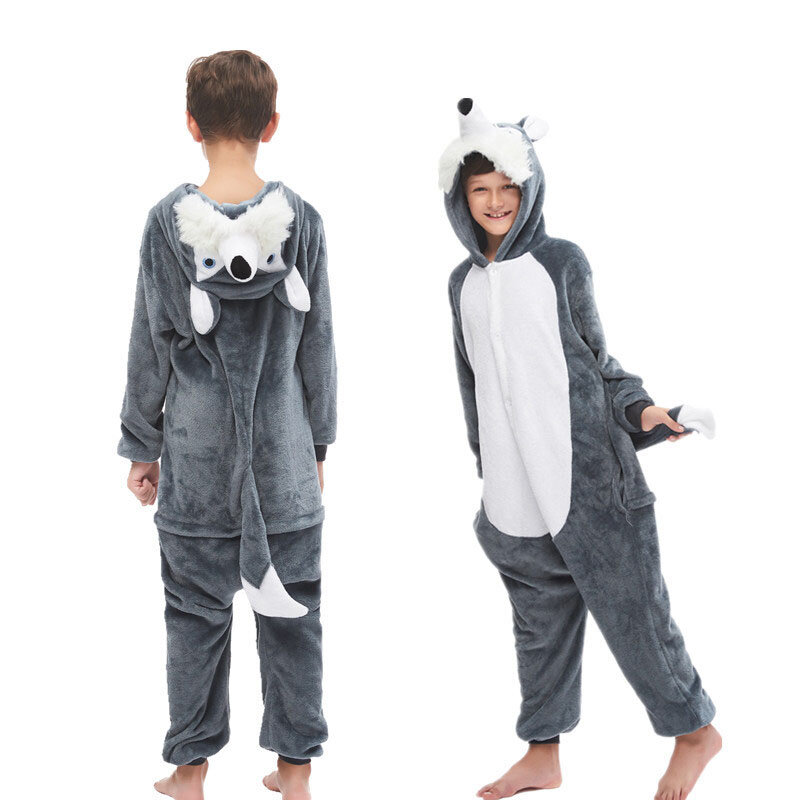 Pijama de invierno para y niñas conjunto de Pijama bonito de Stitch con diseño de unicornio y esqueleto de Animal-Black Pig 